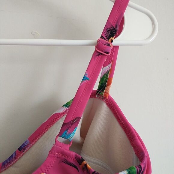 Fantasie Tankini 32H Pink Blue Floral Bra Underwired Ruched Tropical Hawaiian - Picture 5 of 12